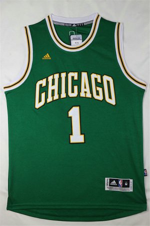 Maillot De Basket Chicago Bulls Derrick Rose 1 Chicago Edition Engrener Vert
